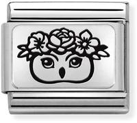 Nomination CLASSIC Composable Plates Owl with Flowers Charm 330111/30