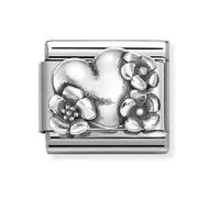 Nomination CLASSIC Silvershine Oxidised Heart And Flowers Charm 330101/74