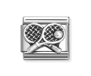 Nomination Oxidized Tennis Rackets Silver Shine Charm