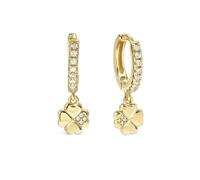 Nomination Petit Sparkle CZ Four-Leaf Clover Gold Tone Hoop Earrings 0.6 x 1.2cm