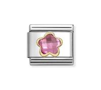 Nomination Pink CZ Flower Yellow Gold Charm