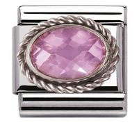 Nomination Pink Oval Stone with Trim Silver Shine