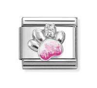 Nomination Pink & CZ Paw Print Silver Shine Charm