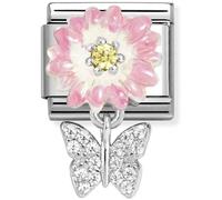 Nomination CLASSIC Silvershine Two Colour Pink Flower Butterfly Dropper Charm 331814/08