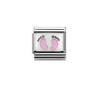 Nomination Pink Footprints Silver Shine Charm