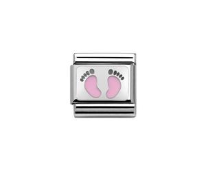 Nomination Pink Footprints Silver Shine Charm