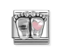 Nomination CLASSIC Silvershine Silver Pink Heart Baby Feet Charm 330204/31