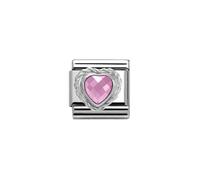 Nomination CLASSIC Silvershine Faceted Hearts Pink Cubic Zirconia Charm 330603/003