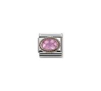 Nomination Pink Oval Stone with Trim Silver Shine