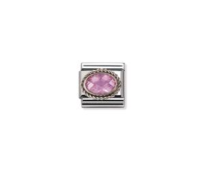 Nomination Pink Oval Stone with Trim Silver Shine
