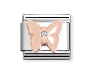Nomination Pink Resin Butterfly Silver Shine Charm