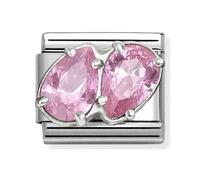Nomination Silver Pink CZ Double Drop Charm