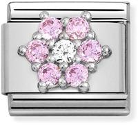 Nomination Pink + White Crystal Flower Charm