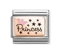 Nomination Stainless Steel 9ct Yellow Gold Pink Princess Crown Charm 430204/02