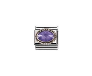 Nomination Purple Oval With Trim Stone Silver Shine