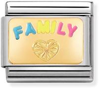 Nomination Family Plate with Heart Yellow Gold Charm