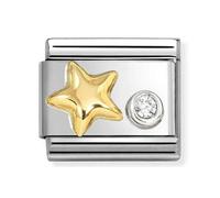 Nomination Raised Gold Star with CZ Gold & Silver Charm