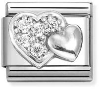 Nomination CLASSIC Double Silver Pave & Raised Heart Charm 330304/47