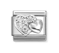 Nomination CLASSIC Double Silver Pave & Raised Heart Charm 330304/47