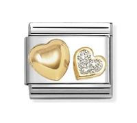 Nomination Rasied Heart with Glitter Heart Yellow Gold Charm