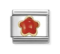 Nomination Red Coral Flower Yellow Gold Charm