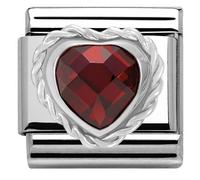 Nomination CLASSIC Silvershine Faceted Hearts Fancy Red Cubic Zirconia Charm 330603/005
