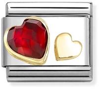 Nomination Red CZ and Gold Hearts Charm
