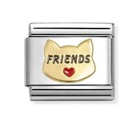 Nomination Gold 'Friends' Red Heart Cat Charm