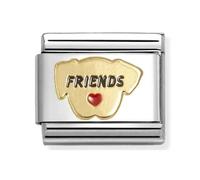 Nomination Red Heart Dog Friends Yellow Gold Charm