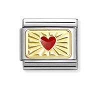 Nomination CLASSIC Gold Etched Plaque With Red Heart Charm 030284/58