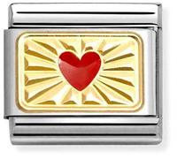 Nomination CLASSIC Gold Etched Plaque With Red Heart Charm 030284/58