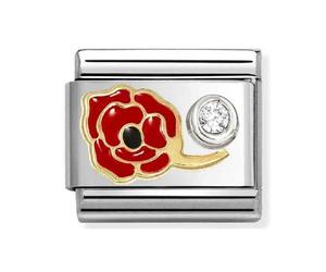Nomination Red Poppy with CZ Gold & Silver Charm