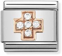 Nominations Nomination Classic Symbols Stainless Steel Rose Gold Zirconia Cross Link - Stainless Steel / Rose Gold / Zirconia