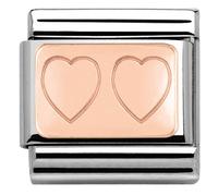 Nomination Rose Gold Double Heart Charm - Stainless Steel