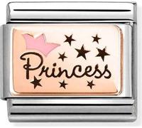 Nomination Stainless Steel 9ct Yellow Gold Pink Princess Crown Charm 430204/02