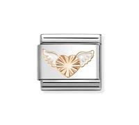 Nomination Rose Gold White Wings Diamond Heart Charm