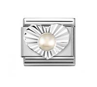 Nomination Silver White Pearl Heart Charm