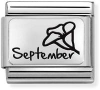 Nomination September Flower Plate Silver Shine Charm