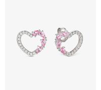Nomination Shine Me Up Silver Pink & White Mixed Cut Cubic Zirconia Heart Stud Earrings 241903/004