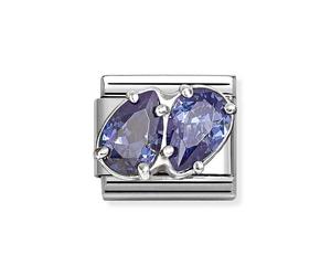 Nomination Silver Blue CZ Double Drop Charm