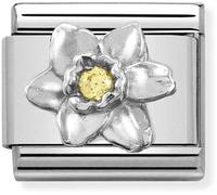 Nomination Silver Crystal Daffodil Charm