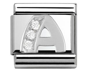 Nomination Silver Cubic Zirconia Letter Charm - A