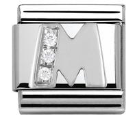 Nomination Silver Cubic Zirconia Letter Charm - M