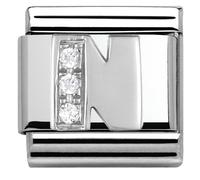 Nomination Silver Cubic Zirconia Letter Charm - N