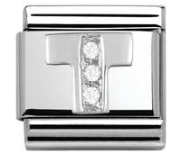 Nomination Silver Cubic Zirconia Letter Charm - T