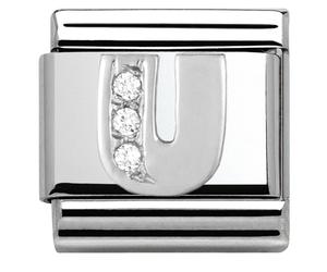 Nomination Silver Cubic Zirconia Letter Charm - U