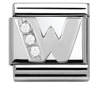 Nomination Silver Cubic Zirconia Letter Charm - W