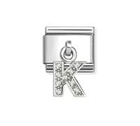 Nomination Hanging CZ K Initial Silver Shine Charm