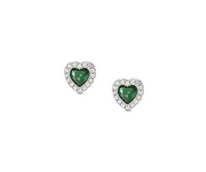 Nomination Silver Green CZ Heart Studs