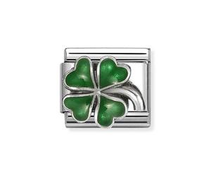 Nomination Silver Green Four-Leaf Clover Charm